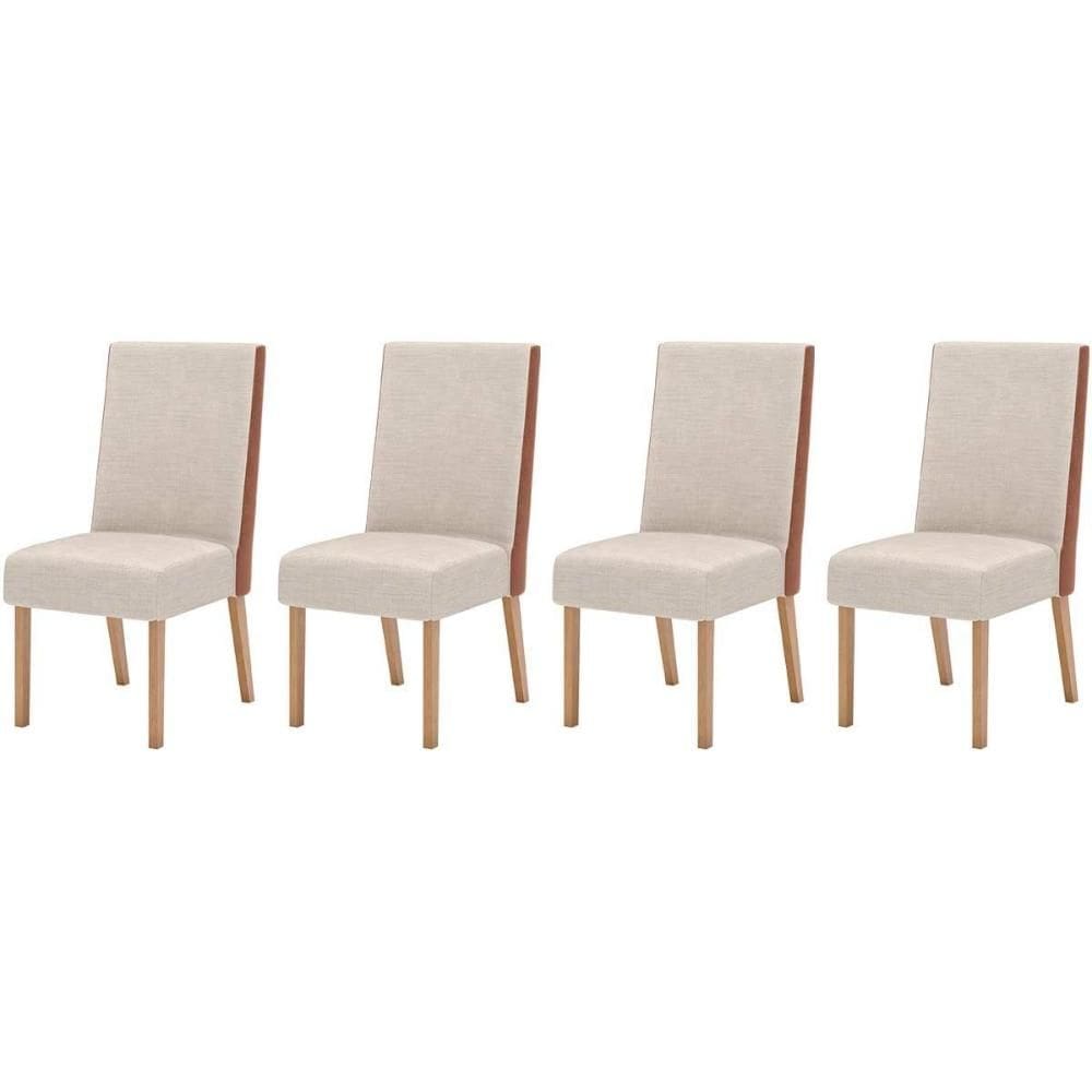 Kit 4 Cadeiras Sala Jantar Anne 4 Un Nature/Courano/Linho - Henn