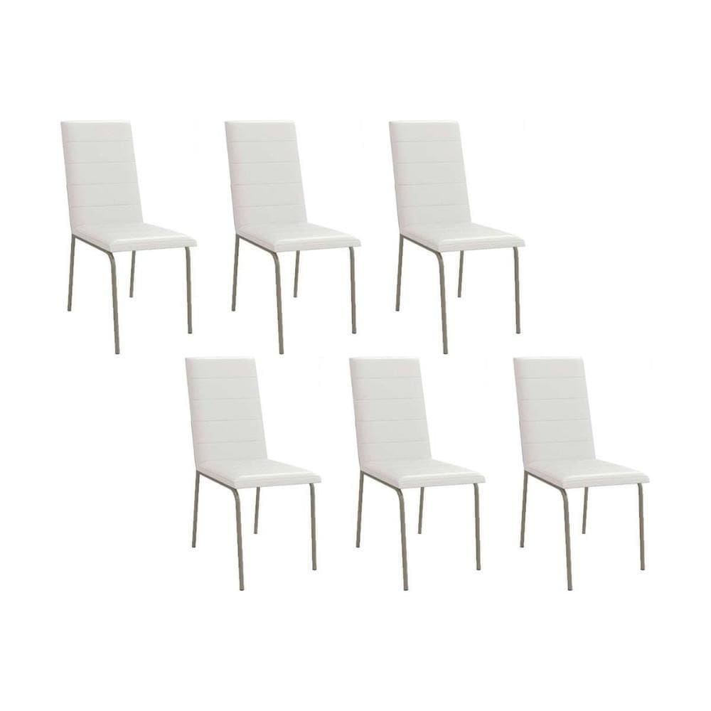 Cadeira de Cozinha Amsterdã C091 Kit 6 Un Niquel/Branco 106 - Kappesberg