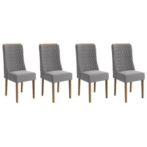 Cadeira de Cozinha 2CAD158NG Kit 4 Un Nogueira/Suede Cinza Titanio A050 - Kappesberg
