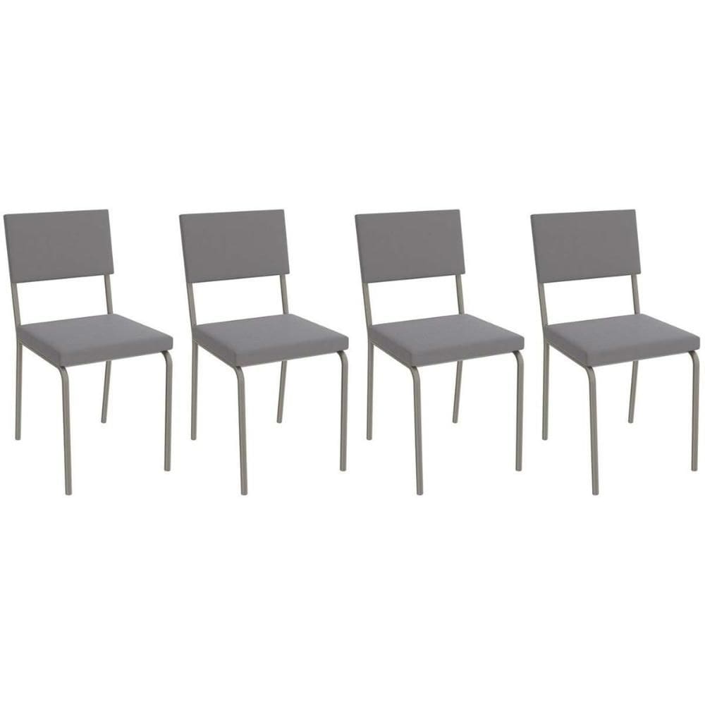 Cadeira de Cozinha Zaria 2C128 Kit 4 Un Niquel/Cinza A050 Suede Suede - Kappesberg