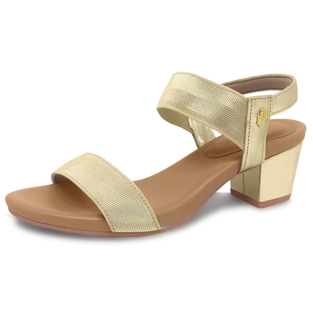 Sandalia Feminina Conforto Couro Salto Medio Usaflex