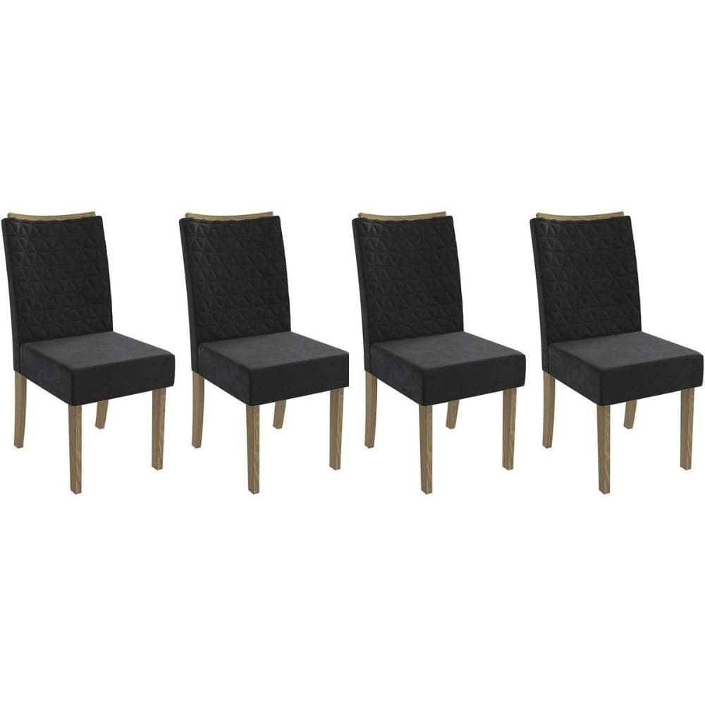 Cadeira de Cozinha 2CAD129NG Kit 4 Un Nogueira/Suede Preto A038 - Kappesberg