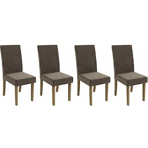 Cadeira de Cozinha 2CAD131FR Kit 4 Un Freijo/Suede Marrom A033 - Kappesberg