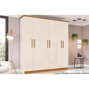 Guarda Roupa 6 Portas e 3 Gavetas Cover Off White/Nature - Henn