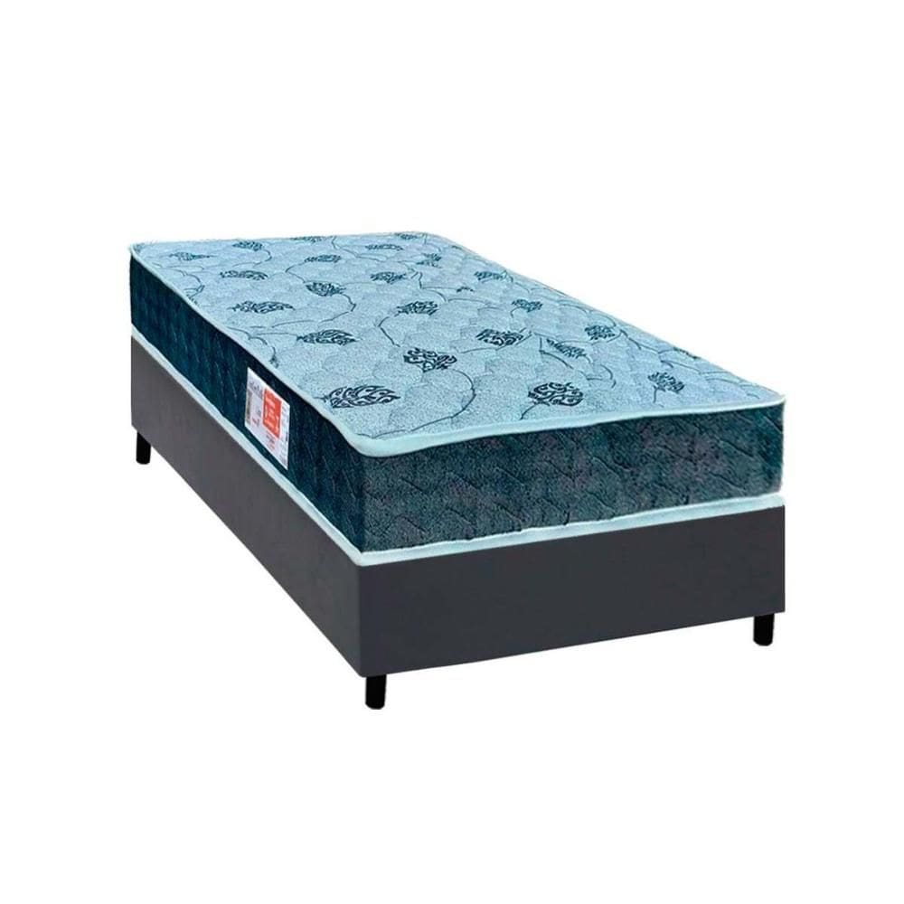 Cama Box Solteiro: Colchão Espuma D45 Orthoflex Comfortpedic + Base CRC Courano Gray (88x188)
