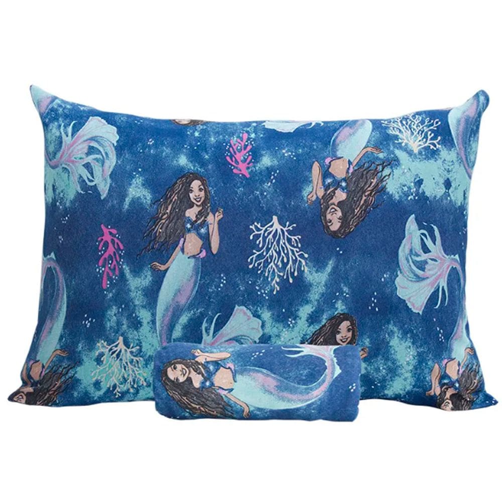 Jogo de Cama Portallar Solteiro Malha Mista Estampado Disney Ariel Mermaid 2 Pçs Azul