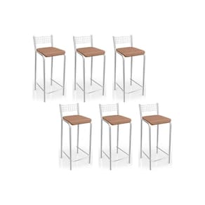 Banqueta de Cozinha Gênova B705 Kit 6 Un Cromada/Capuccino - Kappesberg