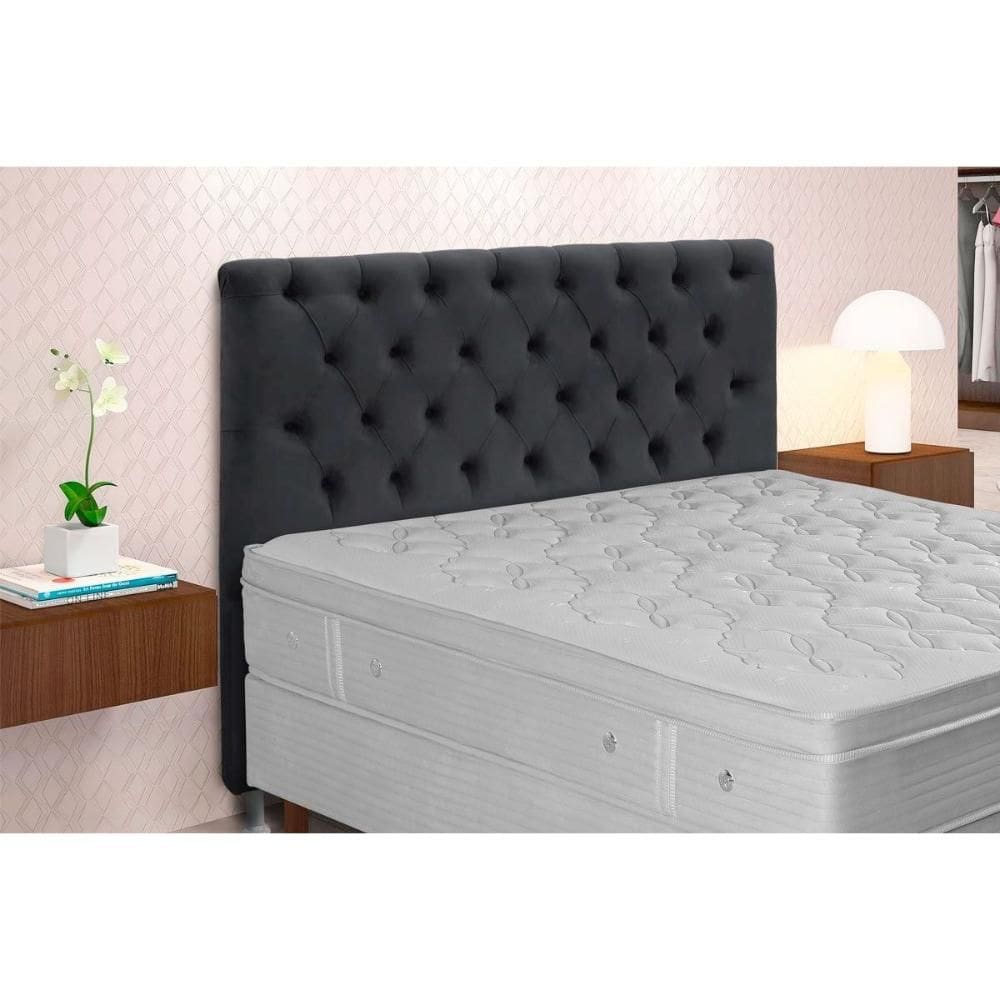 Painel de Cama Box Estofada Queen Embaixatriz Plus Suede Cinza - Simbal