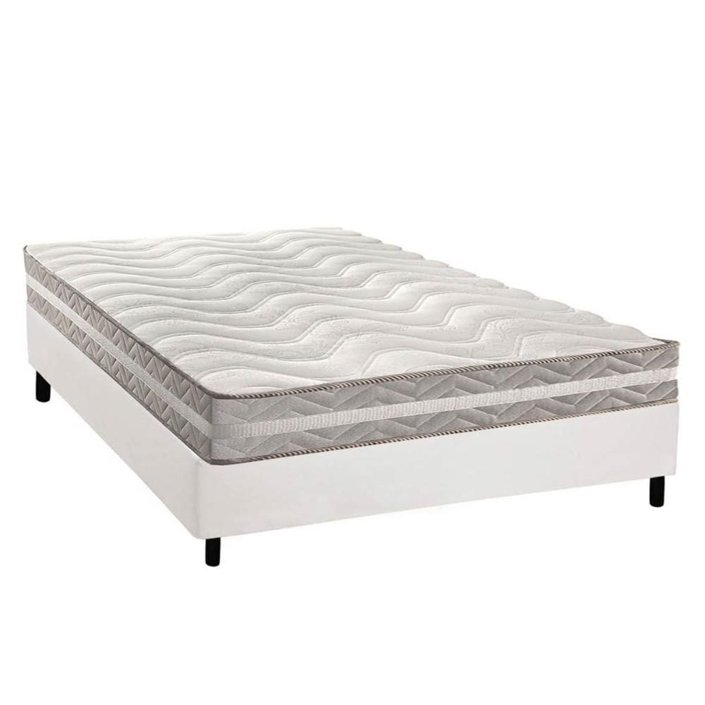 Conjunto Box Casal: Colchão Espuma Paropas D33 D45/ Pro Sono Double Face Prata + Base CRC Courano White (138x188)