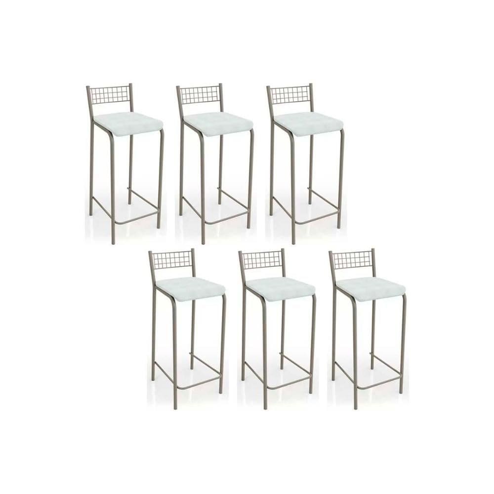 Banqueta de Cozinha Gênova B705 Kit 6 Un Niquel/Branco 106 - Kappesberg