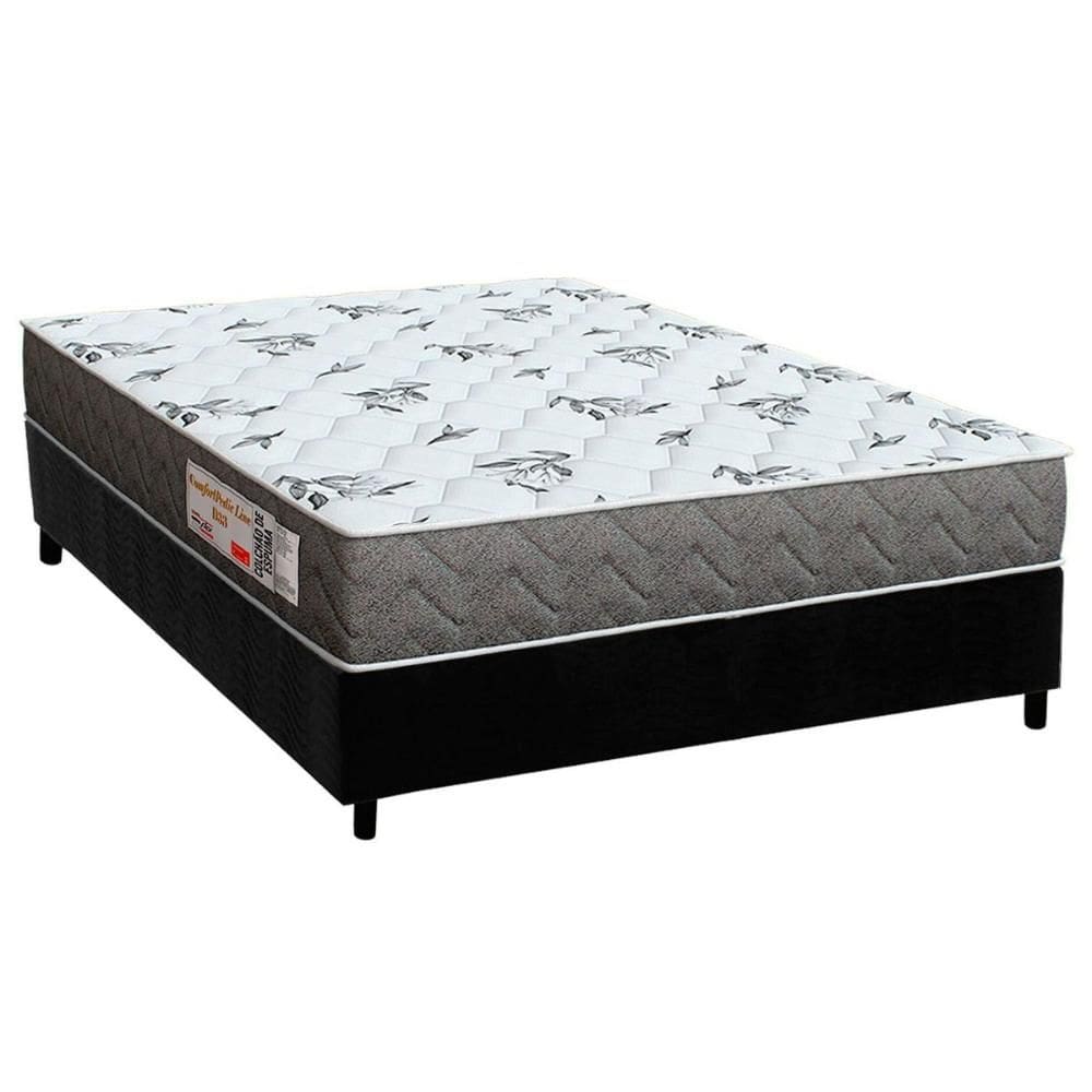 Conjunto Box Casal: Colchão Espuma Orthoflex D33 ComfortPedic Black + Base CRC Suede Black (138x188)