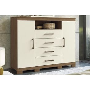 Cômoda Casal Master c/ 2 Portas 1 Nicho e 4 Gavetas c/ Pés Jatobá/Areia - Santos Andirá