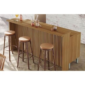 Balcão Ilha Cozinha Gourmet Princesa c/ 2 Portas e 3 Gavetas 200cm Freijo/Grafite - Nesher