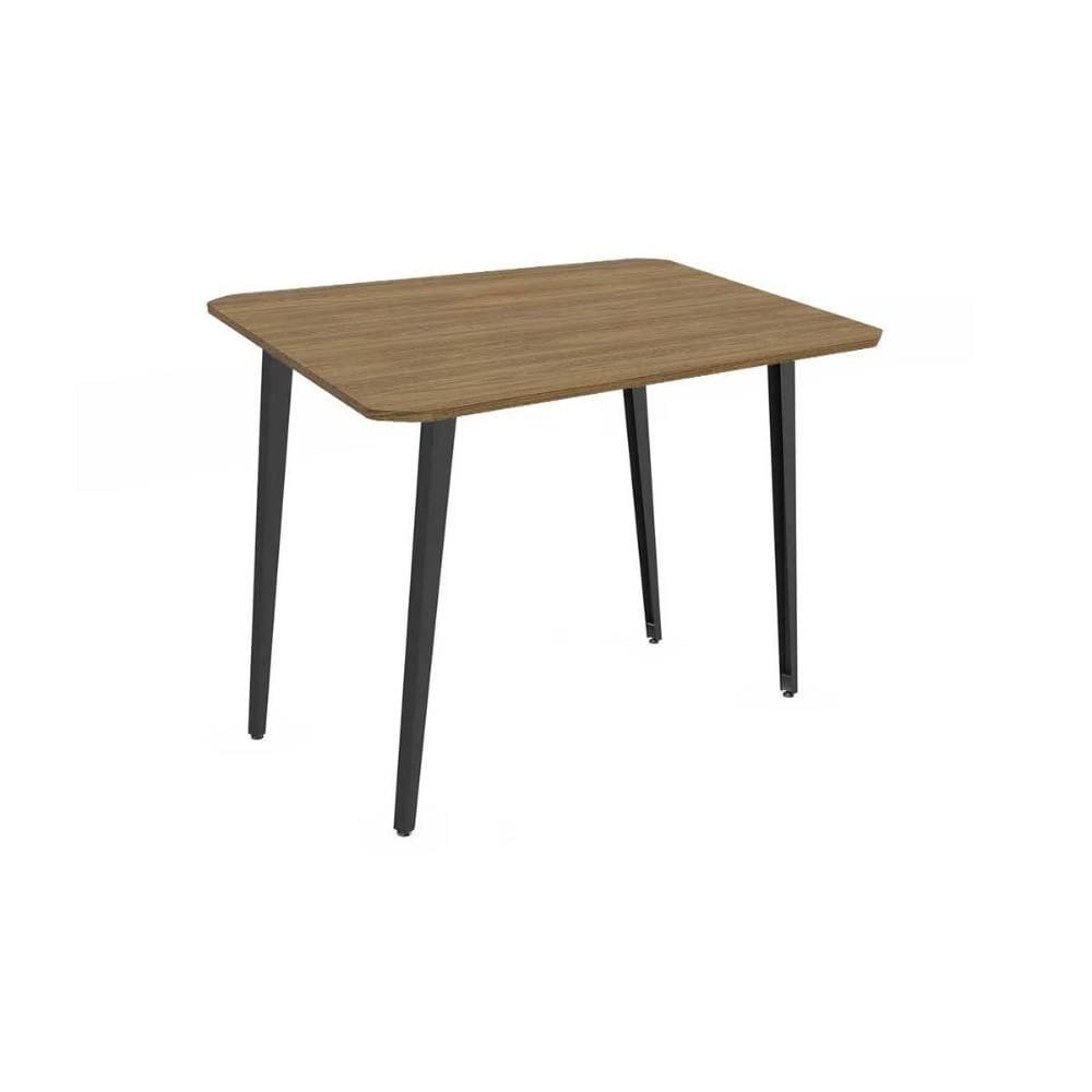 Mesa p/ Cozinha Iguaçu Aço c/ Tampo Madeirado 90x90cm Preto Fosco/Nogueira - Kappesberg