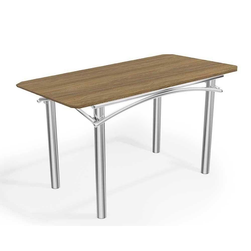 Mesa p/ Cozinha Elba Aço c/ Tampo Madeirado 136x90cm Cromada/Nogueira - Kappesberg