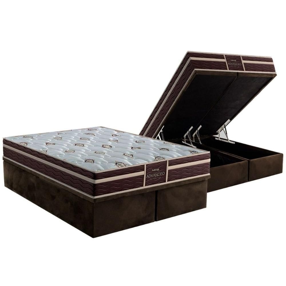 Cama Box Baú King: Colchão Espuma D33 Probel / Firmepedic ProDormir Advanced Tech1500 Plus Brown + Base CRC Suede Brown (193x203)
