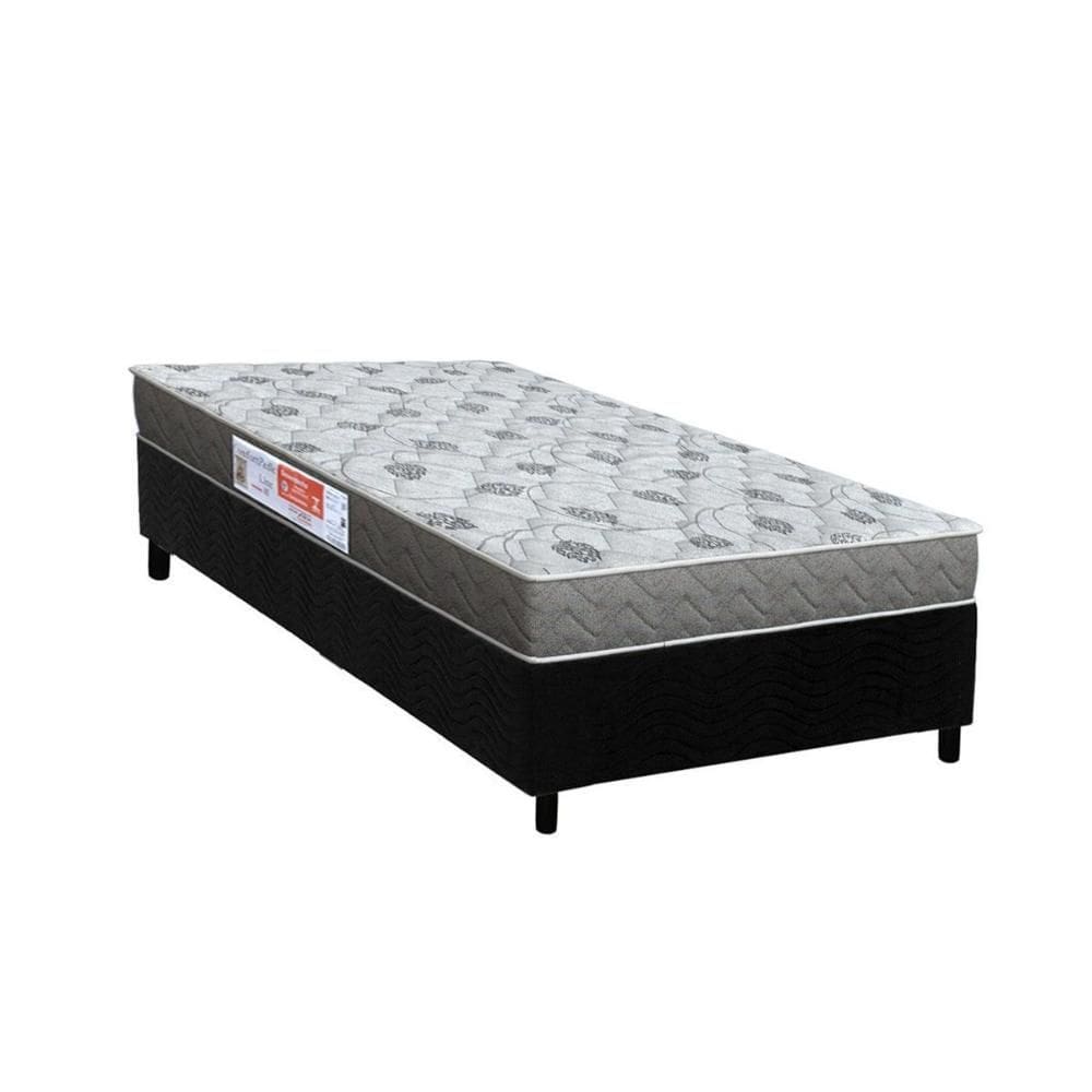 Conjunto Box Solteiro: Colchão Espuma Orthoflex D45 Comfortpedic + Base CRC Suede Black (78x188)