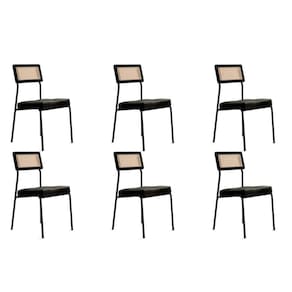 Cadeira de Cozinha 1741 Kit 6 Uni Preto/Grafite - Preto - Carraro