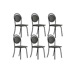 Cadeira de Cozinha 1738 Kit 6 Uni Preto/Grafite - Preto - Carraro