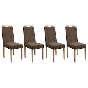Cadeira de Cozinha 2CAD150EA Kit 4 Un Eucalipto/Suede Marrom A033 - Kappesberg