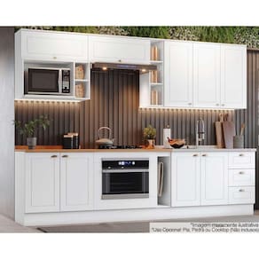 Cozinha Modulada Henn Americana Completa 12 Peças (5Aéreos+4Balcões+3Complementos) CZ314 Branco-Henn