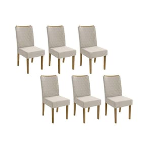 Cadeira de Cozinha 2CAD129FR Kit 6 Un Freijo/Linho Bege Claro A058 - Kappesberg