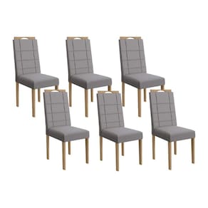 Cadeira de Cozinha 2CAD150EA Kit 6 Un Eucalipto/Suede Cinza Titanio A050 - Kappesberg