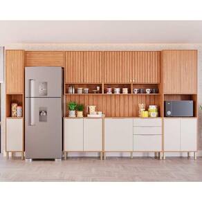 Cozinha Modulada Completa Divina 9 Peças (3Aéreos+2Balcões+2Paneleiros+2Complementos) CZ010 Freijo/Off White - MGM