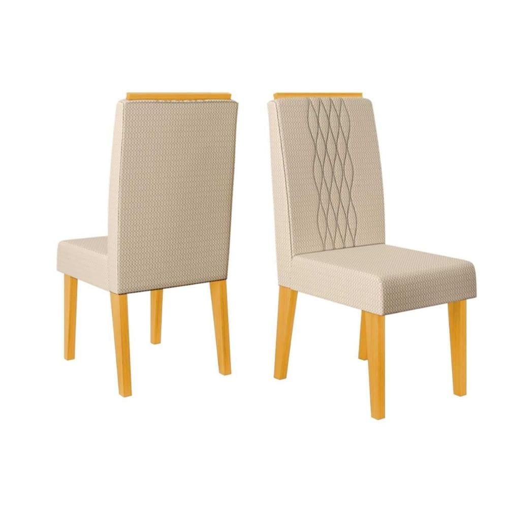 Cadeira de Cozinha Lia Kit 2 Un Cedro/Linho Neve - DJ Móveis