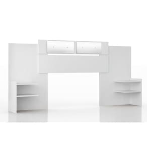 Painel Cama Box Madeirado Solteiro/Casal/Queen Mila c/ Espelho Branco - Panan