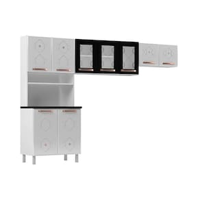 Cozinha Compacta Mirage Aço 3 Peças (2 Aéreos + 1 Paneleiro) CZC40 Branco/Preto - Telasul