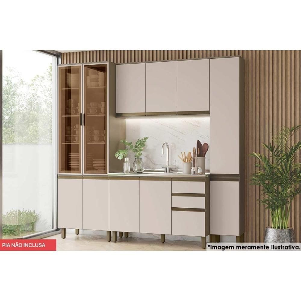 Kit de Cozinha Completa 4 Peças Connect (1Aéreo+1Balcão+2Paneleiros) C5P97 Duna - Henn