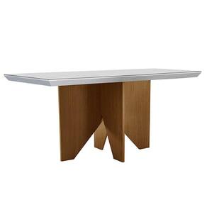 Mesa p/ Cozinha Nevada c/ Tampo 120x80cm Madeirado Vidro Canto Curvo - Imbuia/Off White - Rufato