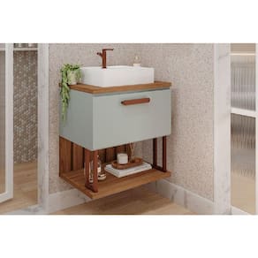 Balcão p/ Banheiro Duna 1 Porta c/ Cuba 60cm Pistache/Freijo - MGM