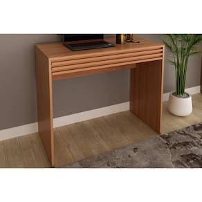 Mesa Escrivaninha Casal c/ 1 Gaveta Ripada ME4173 Amêndoa - Tecno Mobili