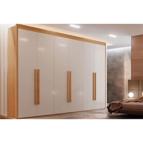 Guarda Roupa 6 Portas e 6 Gavetas Creta Naturale/Off White - Rufato