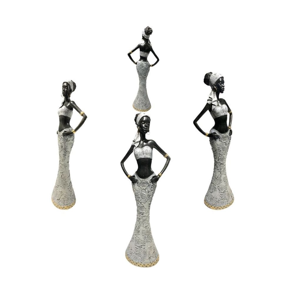 Escultura Africana Resina Objeto Decorativo de Luxo Grande