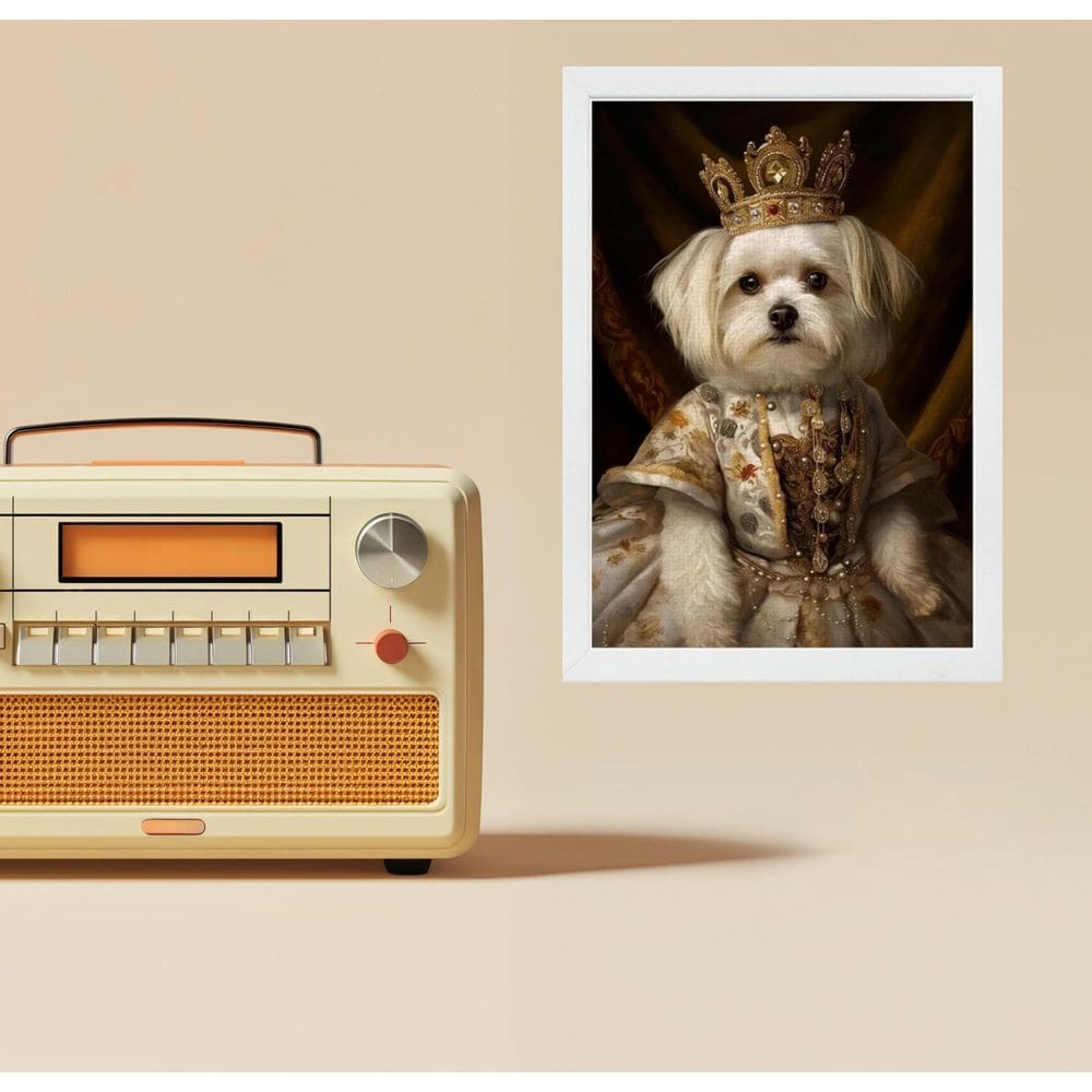 Quadro Maltês Rainha Da Casa 33X24Cm - Com Vidro