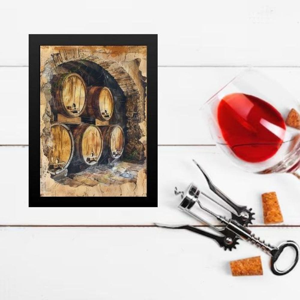Quadro Vintage Adega De Vinho 33X24Cm - Com Vidro