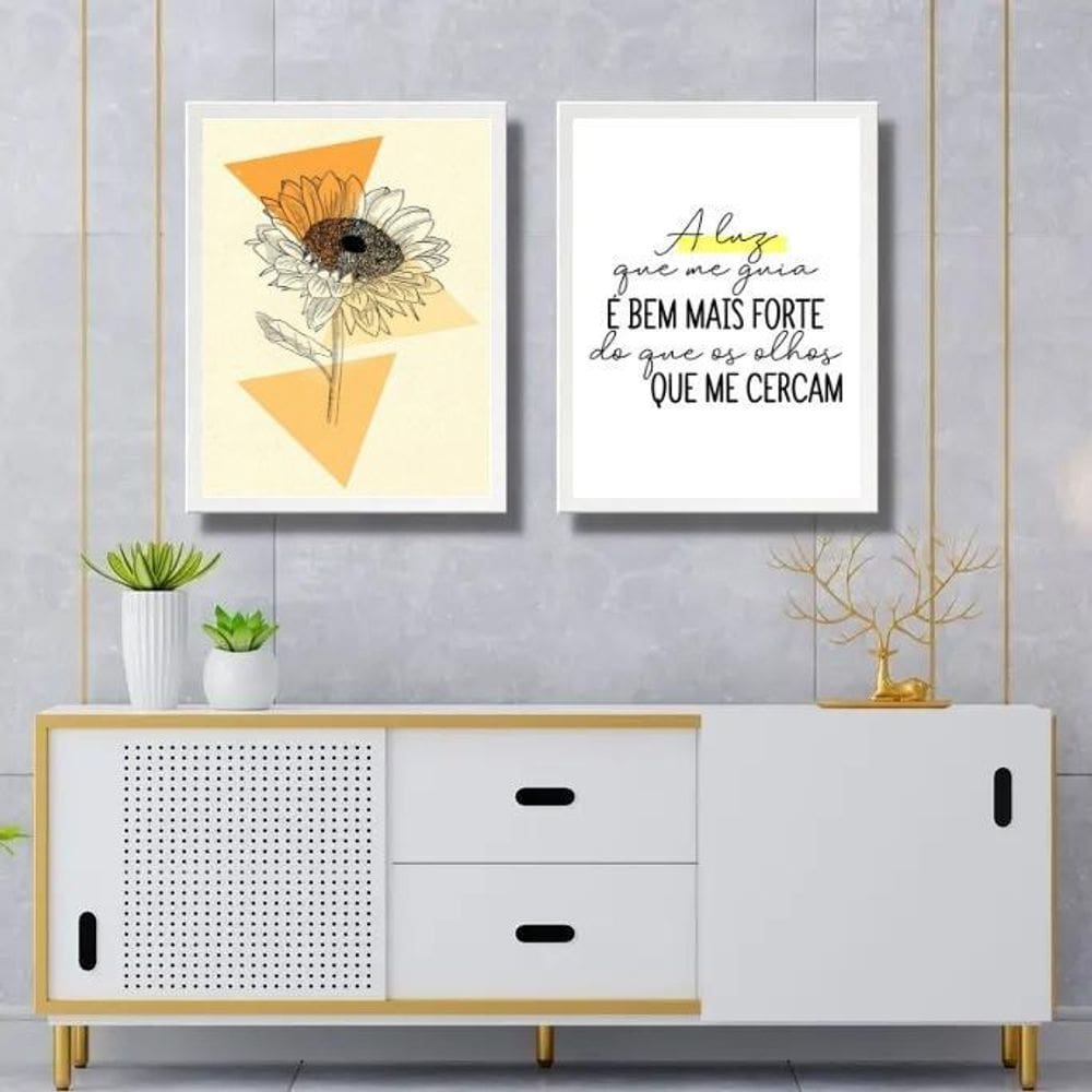 Kit 2 Quadros Decorativos Girassol - Luz 33X24Cm