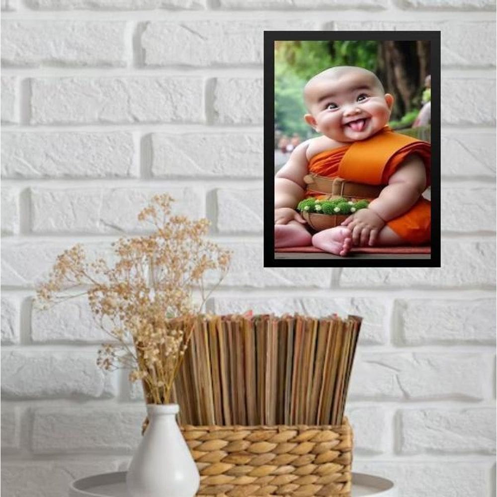 Quadro Decorativo Buda Neném Atrevido 33X24Cm - Com Vidro