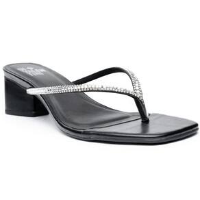 Tamanco Di Valentini Sara Salto Baixo Tiras Strass Feminino - Preto