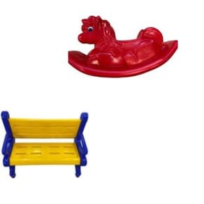 Playground com Banco Plástico e Unicórnio – Brinquedos Coloridos para Crianças se Divertirem