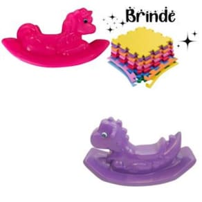 Playground Completo: Gangorra Unicórnio e Dino com 4 Tatames