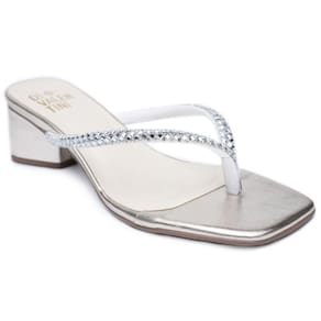 Tamanco Di Valentini Prime Salto Baixo Tiras Strass Feminino - Dourado