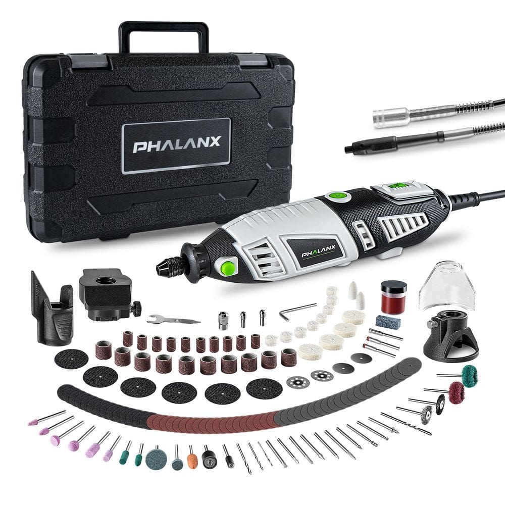 Kit de ferramentas rotativas PHALANX 180W, 6, velocidade variável, kit de 213 unidades