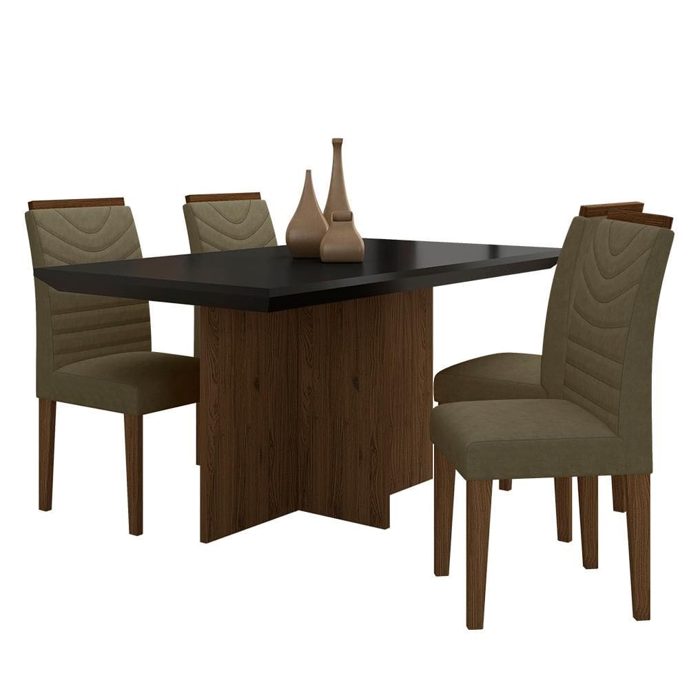 Mesa Com 4 Cadeiras Duda 1,36 Imbuia/preto/capuccin - Móveis Arapongas