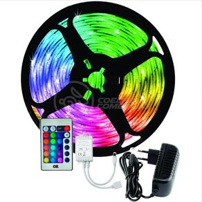 Fita Led Rgb 5050 Rolo 5m Com Fonte 12v 3a E Controle Remoto