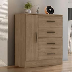 Comoda 1 Porta 4 Gavetas Ibitinga Carvalho Oak