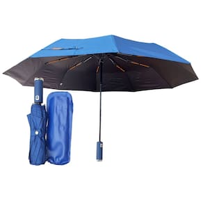 Guarda Chuva Automático Abre e Fecha Dobrável Fibra Blackout Proteção Solar UV com Lanterna LED Rotativa